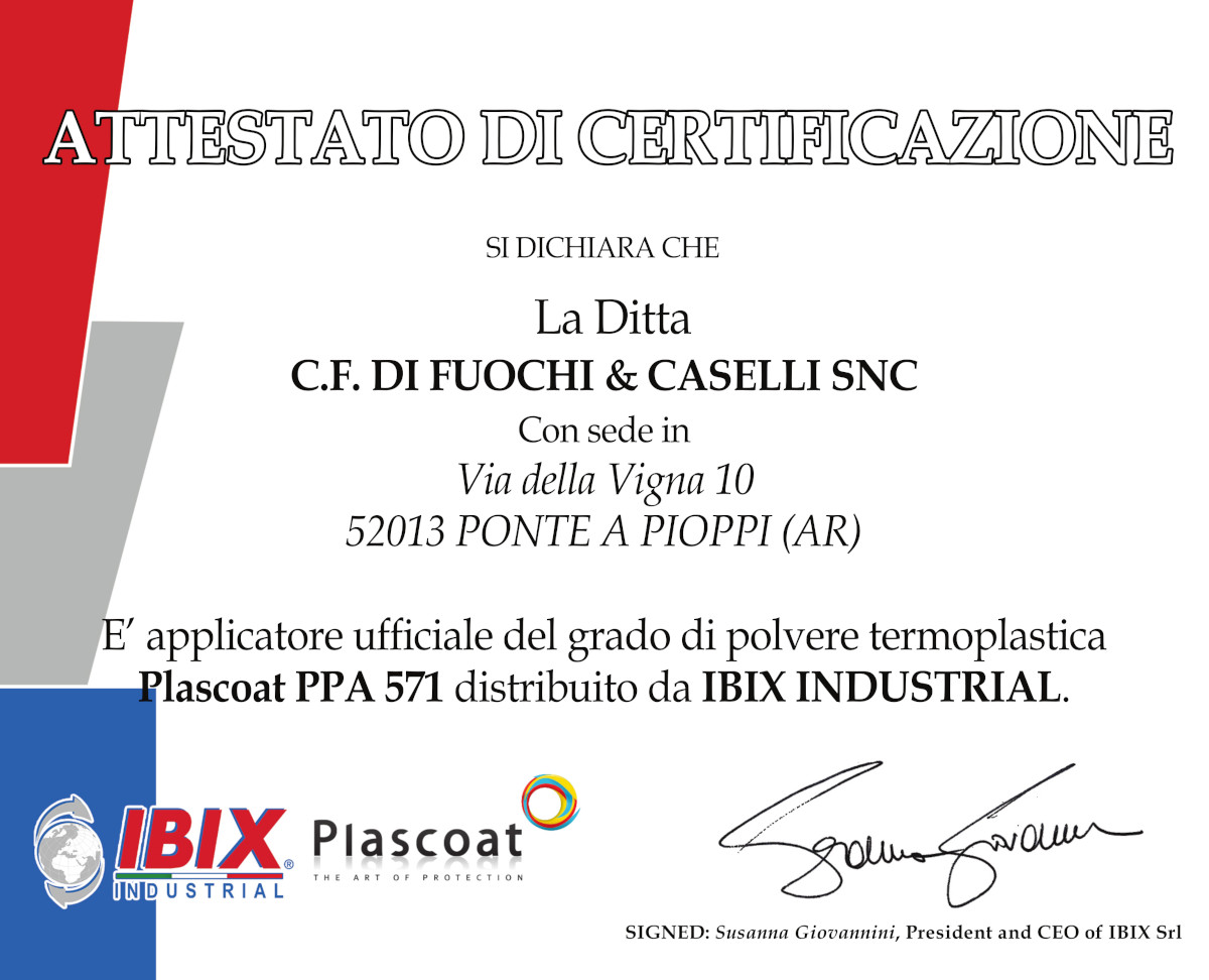 Verniciatore Certificato di Termoplatici